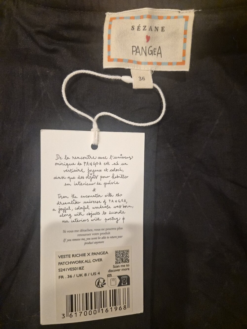 *NWT* [Sezane X Pangea] Richie Patchwork Quilted Jacket, Size 36/4 - Picture 9 of 12